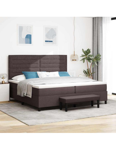 Letto a molle con materasso Marrone Scuro 200 x 200 cm Tessuto