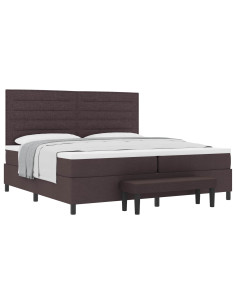 Letto a molle con materasso Marrone Scuro 200 x 200 cm Tessuto 2