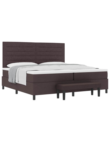 Letto a molle con materasso Marrone Scuro 200 x 200 cm Tessuto