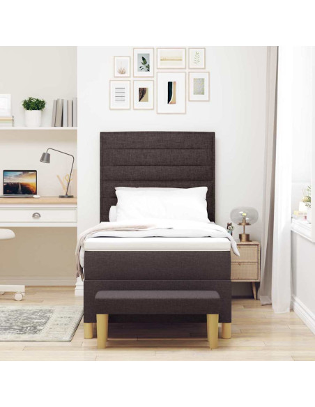 Letto a molle con materasso Marrone scuro 100 x 200 cm Tessuto