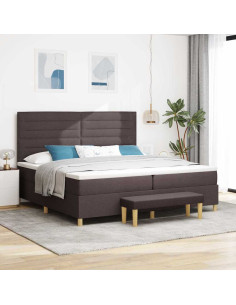 Letto a molle con materasso Marrone scuro 200 x 200 cm Tessuto
