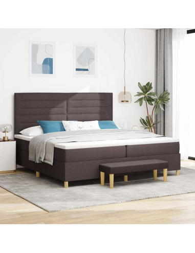 Letto a molle con materasso Marrone scuro 200 x 200 cm Tessuto