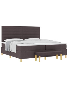 Letto a molle con materasso Marrone scuro 200 x 200 cm Tessuto 2