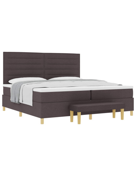 Letto a molle con materasso Marrone scuro 200 x 200 cm Tessuto