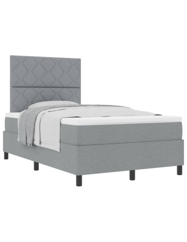 Letto a molle con materasso Grigio chiaro 120 x 200 cm Tessuto