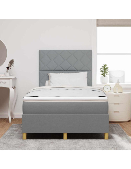 Letto a molle con materasso Grigio chiaro 120 x 200 cm Tessuto