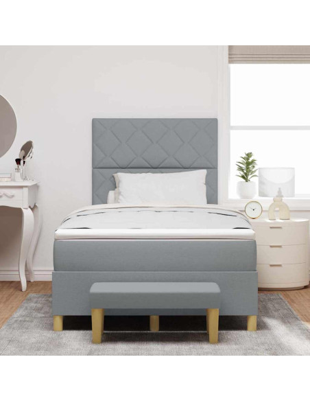 Letto a molle con materasso Grigio chiaro 120 x 200 cm Tessuto
