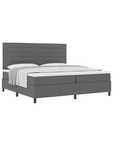 Letto a molle con materasso Grigio scuro 200 x 200 cm Tessuto