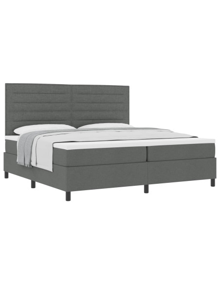 Letto a molle con materasso Grigio scuro 200 x 200 cm Tessuto