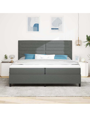 Letto a molle con materasso Grigio scuro 200 x 200 cm Tessuto
