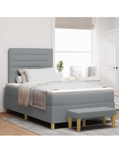Letto a molle con materasso Grigio chiaro 120 x 200 cm Tessuto