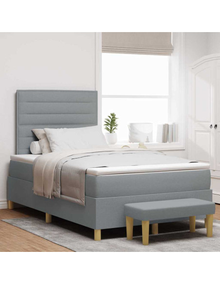 Letto a molle con materasso Grigio chiaro 120 x 200 cm Tessuto