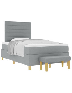 Letto a molle con materasso Grigio chiaro 120 x 200 cm Tessuto 2