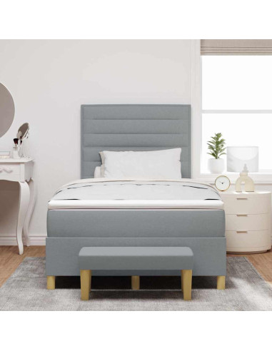 Letto a molle con materasso Grigio chiaro 120 x 200 cm Tessuto