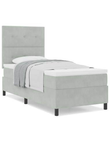 Letto a molle con materasso Grigio chiaro 80 x 200 cm Tessuto