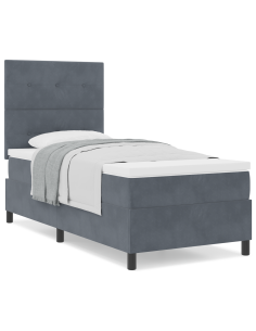 Letto a molle con materasso Grigio scuro 80 x 200 cm Tessuto