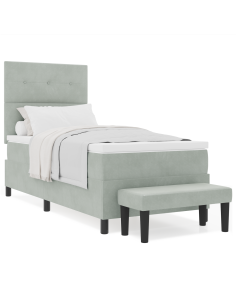 Letto a molle con materasso Grigio chiaro 80 x 200 cm Velluto