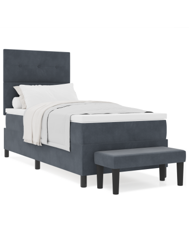 Letto a molle con materasso Grigio scuro 80 x 200 cm Velluto