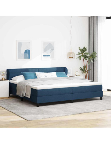 Letto a molle con materasso Blu 200 x 200 cm Tessuto