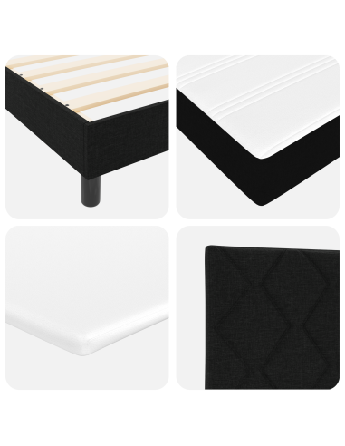Letto a molle con materasso Nero 200 x 200 cm Tessuto
