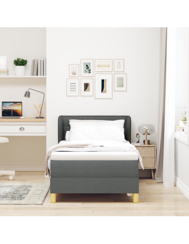 Letto a molle con materasso Grigio scuro 100 x 200 cm Tessuto