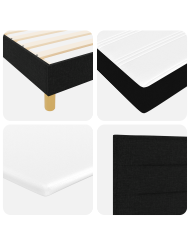 Letto a molle con materasso Nero 200 x 200 cm Tessuto