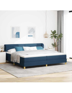 Letto a molle con materasso Blu 200 x 200 cm Tessuto