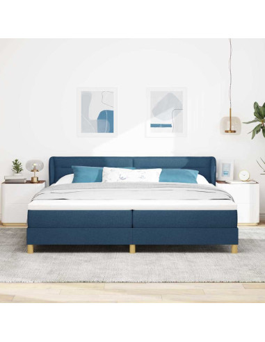 Letto a molle con materasso Blu 200 x 200 cm Tessuto