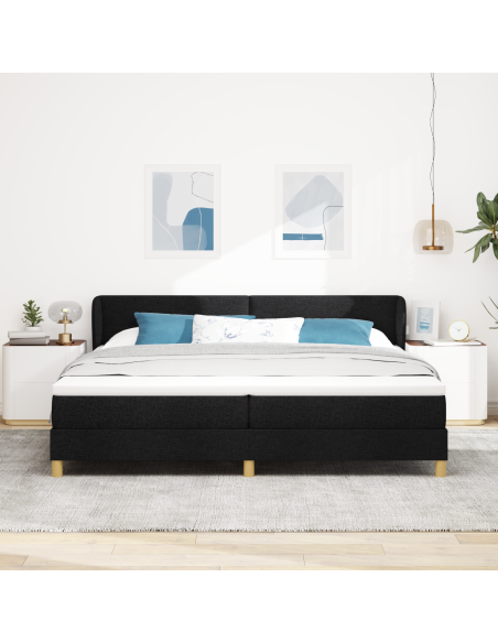 Letto a molle con materasso Nero 200 x 200 cm Tessuto