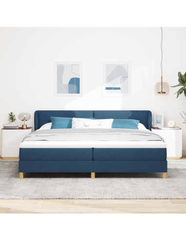 Letto a molle con materasso Blu 200 x 200 cm Tessuto