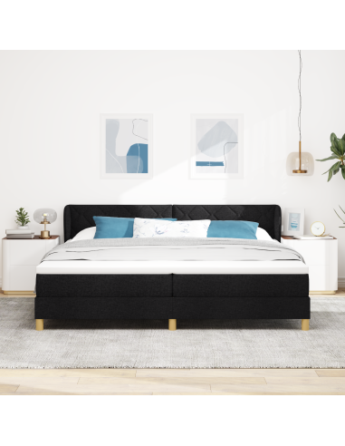 Letto a molle con materasso Nero 200 x 200 cm Tessuto