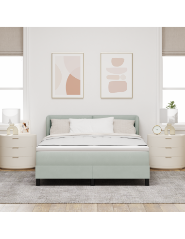 Letto a molle con materasso Grigio chiaro 160 x 200 cm Velluto