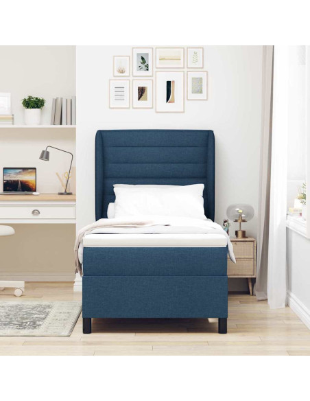 Letto a molle con materasso Blu 100 x 200 cm Tessuto