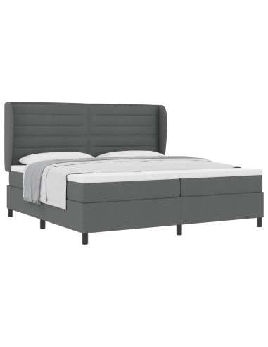 Letto a molle con materasso Grigio scuro 200 x 200 cm Tessuto