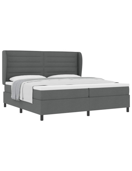 Letto a molle con materasso Grigio scuro 200 x 200 cm Tessuto