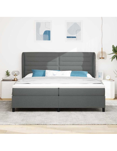 Letto a molle con materasso Grigio scuro 200 x 200 cm Tessuto
