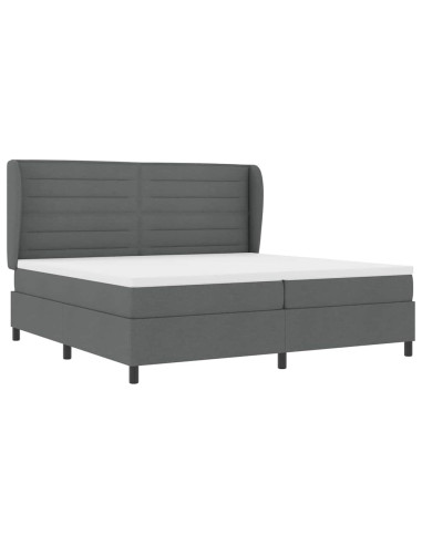 Letto a molle con materasso Grigio scuro 200 x 200 cm Tessuto