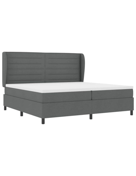 Letto a molle con materasso Grigio scuro 200 x 200 cm Tessuto