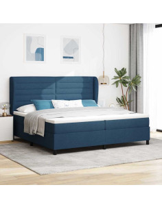 Letto a molle con materasso Blu 200 x 200 cm Tessuto
