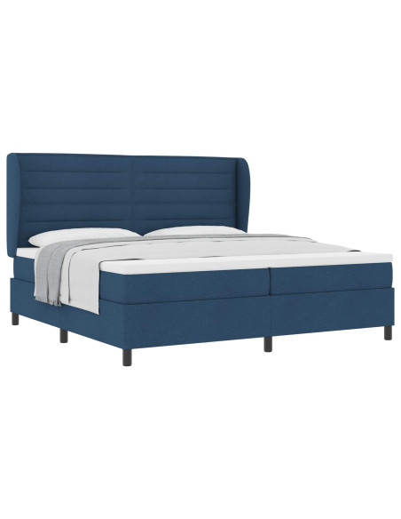 Letto a molle con materasso Blu 200 x 200 cm Tessuto