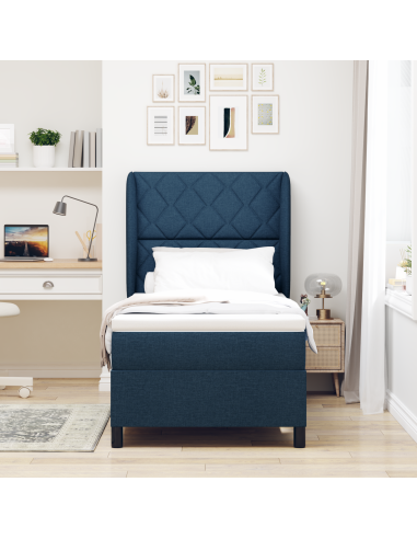 Letto a molle con materasso Blu 100 x 200 cm Tessuto