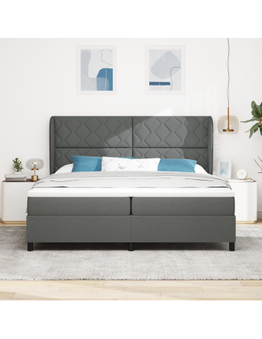Letto a molle con materasso Grigio scuro 200 x 200 cm Tessuto