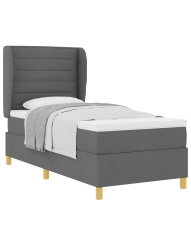 Letto con molle e materasso Grigio Scuro 90x190 cm Tessuto