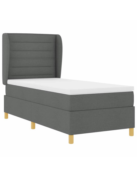 Letto con molle e materasso Grigio Scuro 90x190 cm Tessuto