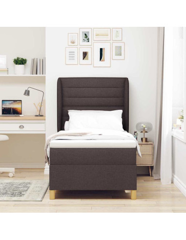 Letto con molle e materasso Grigio Scuro 90x190 cm Tessuto