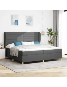 Letto con molle e materasso Grigio Scuro 90x190 cm Tessuto