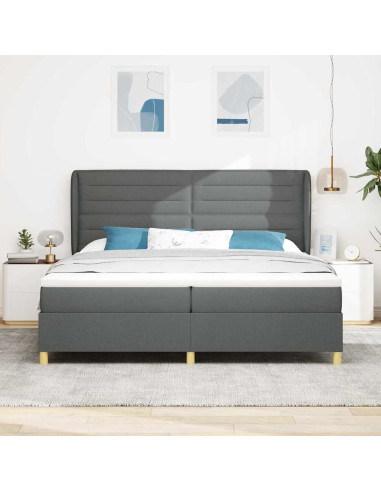 Letto con molle e materasso Grigio Scuro 90x190 cm Tessuto