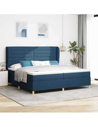 Letto con molle e materasso Grigio Scuro 90x190 cm Tessuto Blu