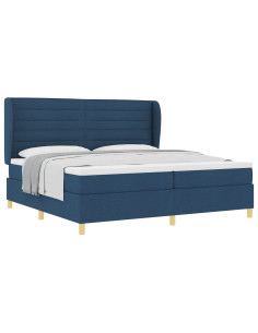Letto con molle e materasso Grigio Scuro 90x190 cm Tessuto Blu 2
