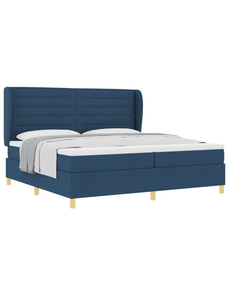 Letto con molle e materasso Grigio Scuro 90x190 cm Tessuto Blu